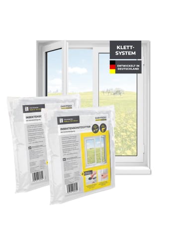 EASYmaxx Moskitonetz Fenster 2er-Set 110x130cm weiß mit Klettverschluss Transparent