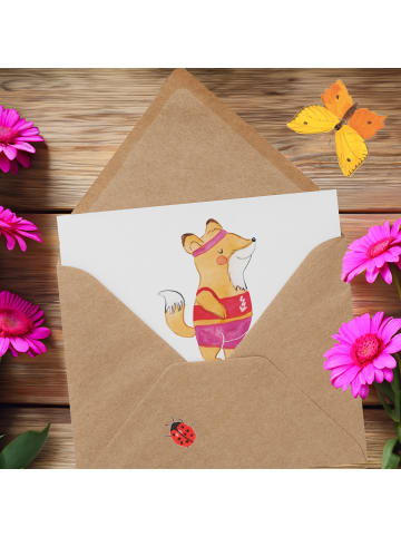 Mr. & Mrs. Panda Einladungskarte Radsport Trainerin mit Spruch in Weiß