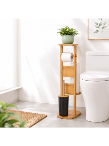 relaxdays WC Garnitur in Natur - (B)30 x (H)80 x (T)18 cm