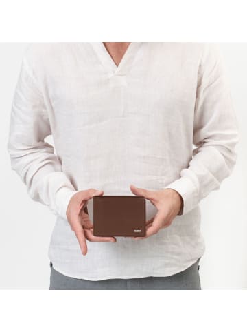 Redolz Leather Essentials QF Geldbörse RFID Leder 12 cm ausklappbar mit Reißverschlussfach in cognac