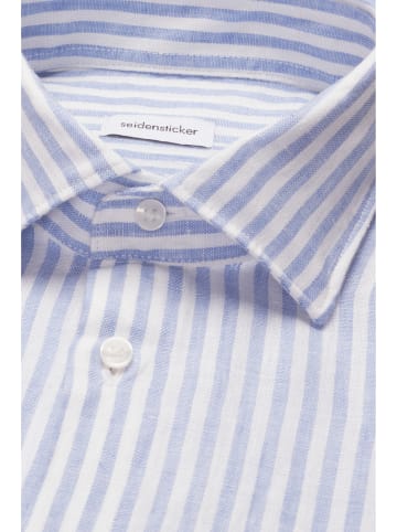 Seidensticker Leinenhemd Slim in Mittelblau