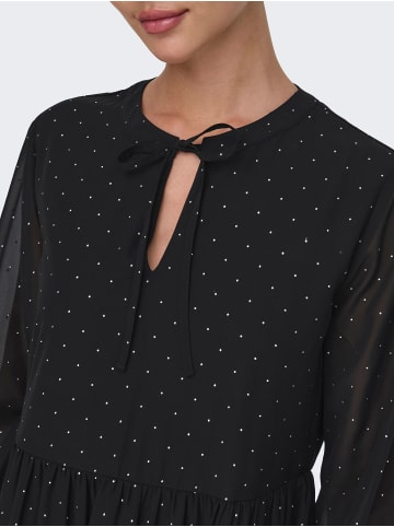 JACQUELINE de YONG Kleid Mini gepunktet V-Ausschnitt Langarm in Schwarz