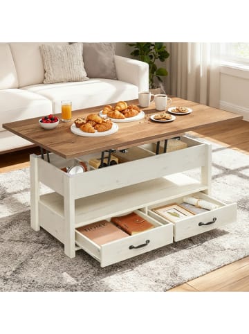 VASAGLE Couchtisch Helan-old in Braun-Weiß - (B)100 x (H)64.1 x (T)50 cm