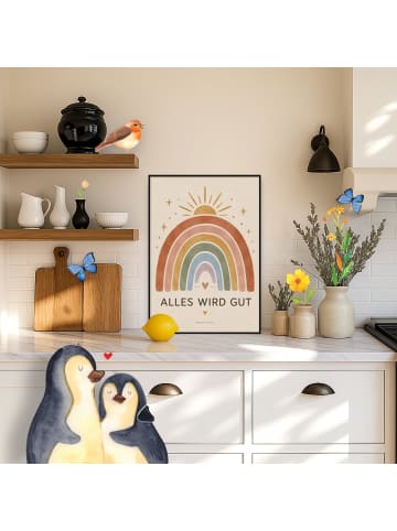 Mr. & Mrs. Panda Wandbild Regenbogen optimistisch Design mit Spruch in Weiß