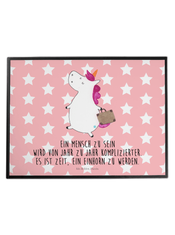 Mr. & Mrs. Panda Schreibunterlage Einhorn Koffer mit Spruch in Rot Pastell