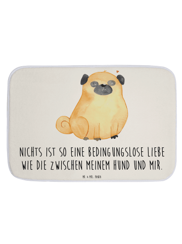 Mr. & Mrs. Panda Badteppich Mops mit Spruch in Weiß