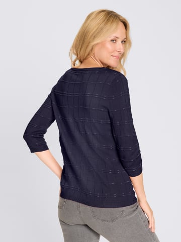 Sieh an! 3/4 Arm-Pullover in marine-ecru-gemustert