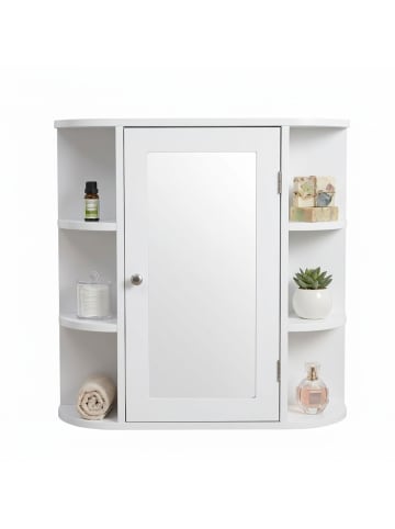 relaxdays Spiegelschrank in Weiß - (B)61 x (H)58 x (T)18 cm