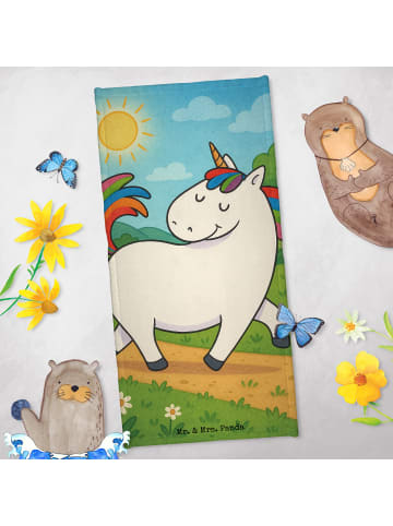 Mr. & Mrs. Panda sporthandtuch Einhorn Stolzieren Design ohne Sp... in Weiß