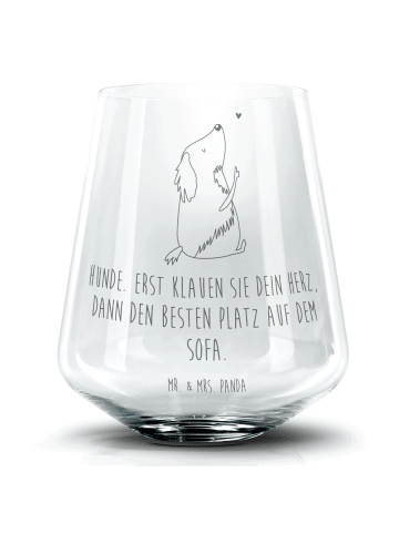 Mr. & Mrs. Panda Blümchentail Glas Hund Liebe mit Spruch in Transparent