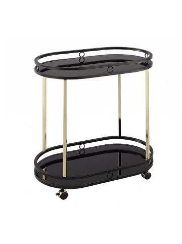 relaxdays Servierwagen in Schwarz/ Gold - (B)72 x (H)77,5 x (T)42 cm