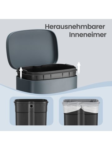 SONGMICS Mülleimer Plushic in Grüngrau - (B)29.7 x (H)63.3 x (T)34.8 cm - 30 L