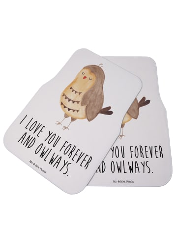 Mr. & Mrs. Panda Automatte Eule Zufrieden mit Spruch in Weiß