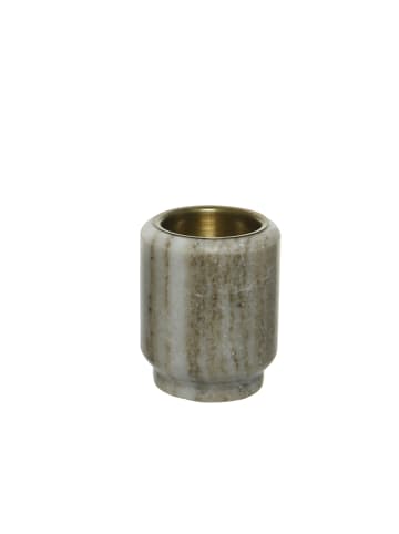 MARELIDA Teelichthalter Marmor in braun/grau - H: 7cm