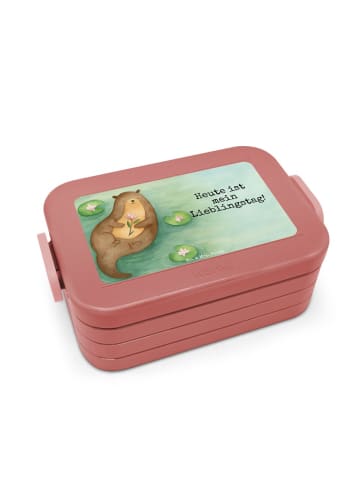 Mr. & Mrs. Panda Lunch Box Otter Seerose Design mit Spruch in Rot Pastell