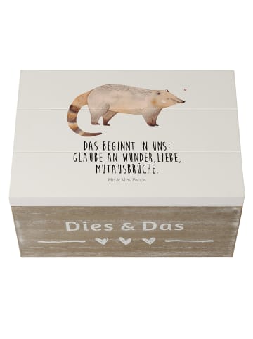 Mr. & Mrs. Panda holzschatulle Nasenbär mit Spruch in Weiß