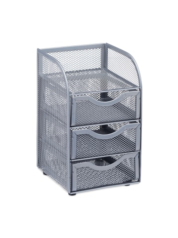 relaxdays Schreibtischorganizer in Silber - (B)12,5 x (H)21 x (T)13 cm