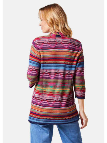 GOLDNER Kurzgröße:  Jacquard-Strickjacke mit Ethno-Muster in bunt