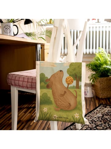 Mr. & Mrs. Panda Canvas Tasche Hund Keks Design ohne Spruch in Weiß