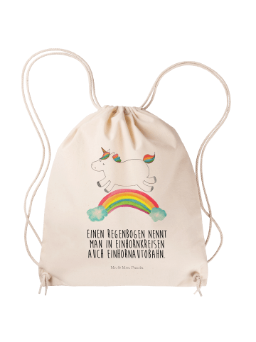 Mr. & Mrs. Panda Sportbeutel Einhorn Regenbogen mit Spruch in Creme