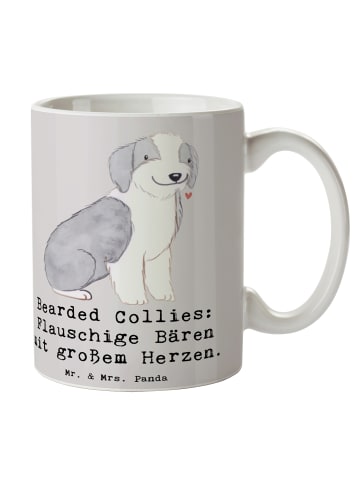 Mr. & Mrs. Panda Becher Bearded Collie Bärenherz mit Spruch in Grau Pastell