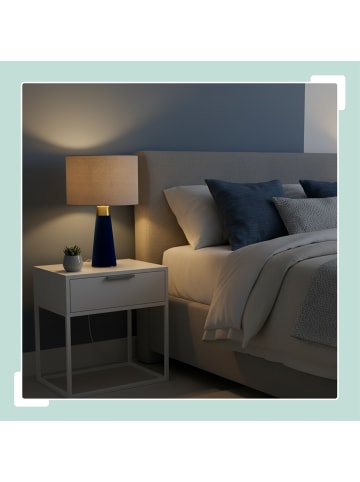 relaxdays Tischlampe in Beige/ Blau - (H)47 x Ø 40 cm