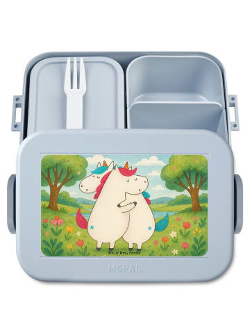 Mr. & Mrs. Panda Bento Box Einhörner Umarmen Design ohne Spruch in Blau Pastell