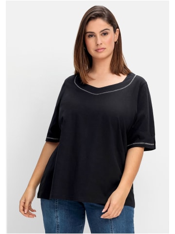 sheego Shirt in schwarz