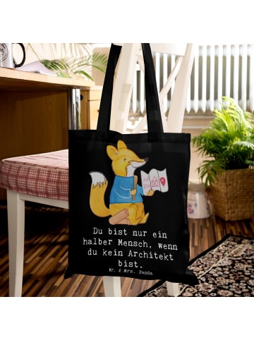 Mr. & Mrs. Panda Tragetasche Architekt Herz mit Spruch in Schwarz