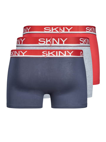 Skiny Boxershort 3er Pack in Blau/Grau/Rot