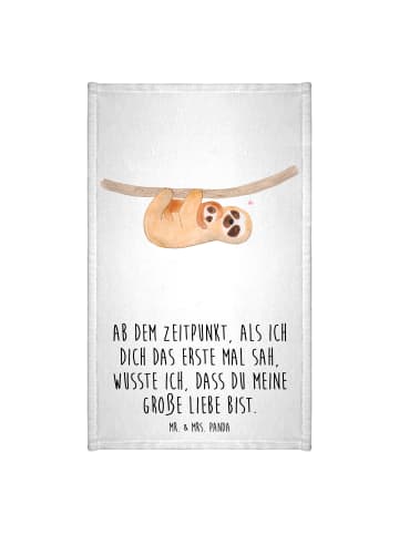 Mr. & Mrs. Panda Gästehandtuch Faultier Kind mit Spruch in Weiß
