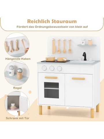 COSTWAY Kinderküche mit 10 Zubehör in Weiß
