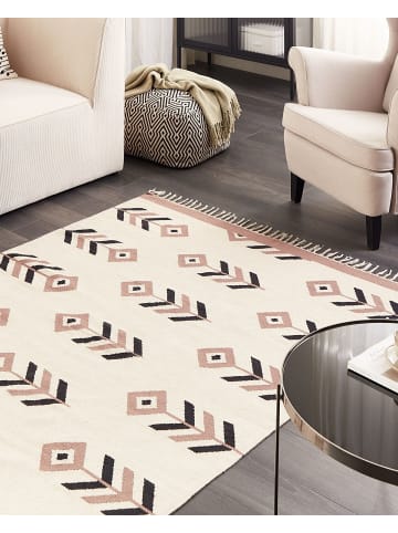 Beliani Kelim NIAVAN in Beige/Schwarz - (W) 140 x (L) 200 cm