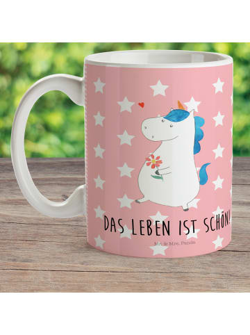 Mr. & Mrs. Panda Plastikbecher Einhorn Spaziergang mit Spruch in Rot Pastell