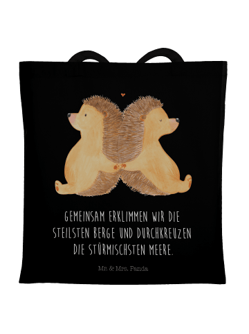 Mr. & Mrs. Panda Schultasche Igel händchenhaltend mit Spruch in Schwarz