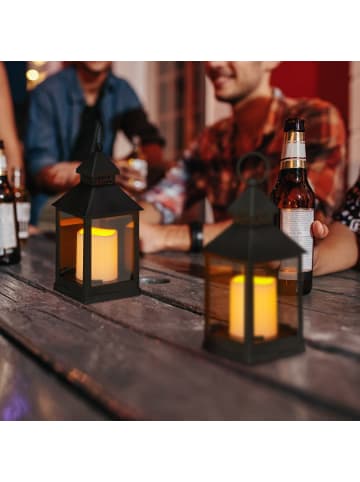 relaxdays 2x Laterne mit LED-Kerze in Schwarz