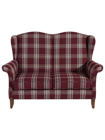 58 aufm Kessel SOFA 2-Sitzer Katria Bezug Flachgewebe Buche nussbaum / rot