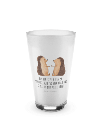 Mr. & Mrs. Panda Wasserglas Igel Liebe mit Spruch in Transparent