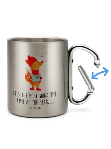 Mr. & Mrs. Panda Trinkbecher Edelstahl Fuchs Sänger mit Spruch in Silber