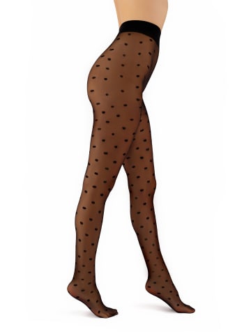 COFI 1453 Strumpfhose Tights Dots Elegante gemusterte Strumpfhose 20 DEN in Schwarz