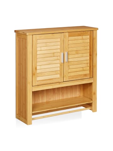 relaxdays Hängeschrank Lamell in Natur - (B)62 x (H)66 x (T)30 cm