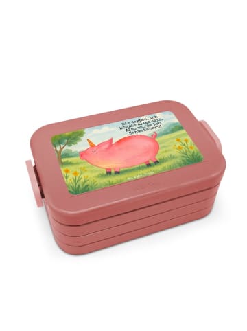 Mr. & Mrs. Panda Snackbox Einhorn Schwein Design mit Spruch in Rot Pastell