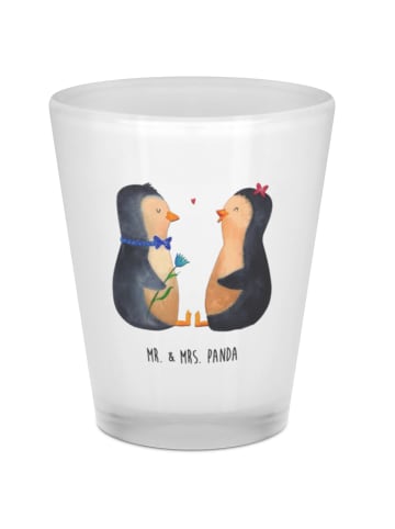 Mr. & Mrs. Panda Schnapsglas Pinguin Pärchen ohne Spruch in Transparent