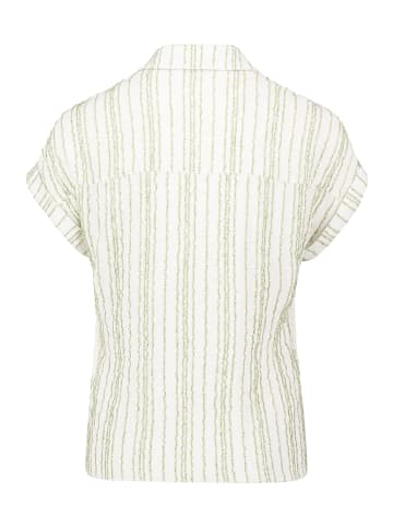 CARTOON Streifenbluse mit Bindegürtel in Nature/Green