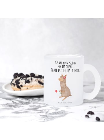 Mr. & Mrs. Panda Teetasse Alpaka Blume mit Spruch in Transparent