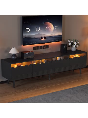 ABRIHOME Fernsehschrank TV Ständer mit LED für 75 Zoll 176*38*45cm, Schwarz