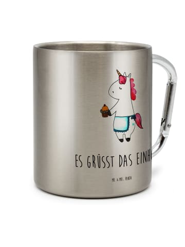 Mr. & Mrs. Panda Karabiner Becher Einhorn Muffin mit Spruch in Silber