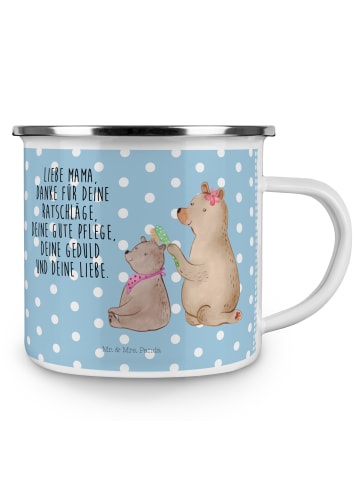 Mr. & Mrs. Panda Tasse Emaille Bär Kind mit Spruch in Blau Pastell