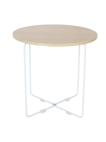 relaxdays Beistelltisch in Natur/ Weiß - (H)40 x Ø 40 cm