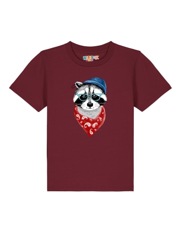 wat? Apparel T-Shirt Waschbär in Weinrot